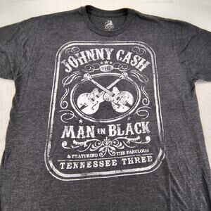 Johnny Cash Band Crew Neck Short Sleeve Graphic Shirt Mens Size XL Black